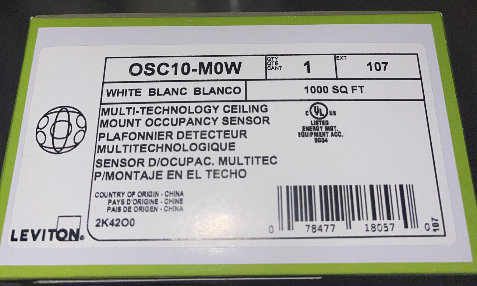 Leviton ‎OSC10M0W Ceiling Mount Occupancy Sensor Lot Of 8 78477180570