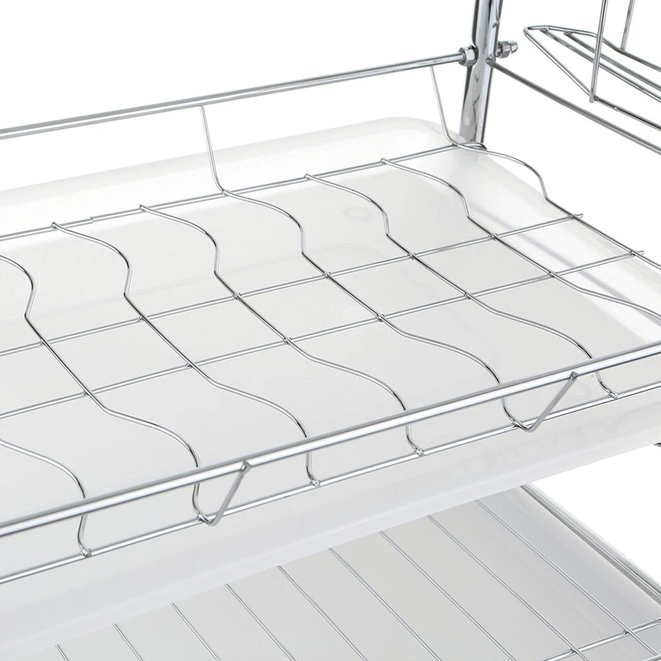 Кухонная сушилка для тарелок чашек держатель слива раковины 3 уровня нержавеющая сталь I2A7 - Изображение 3 из 4