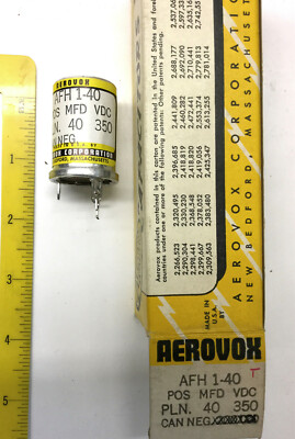 1 NOS/NIB 1'' Aerovox 40 mfd 350v Can Capacitor AFH 1-40
