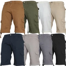 Mens Shorts Stretch Cargo Combat Summer Chino Casual Work Knee Length Shorts