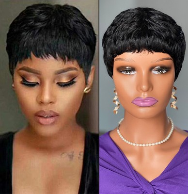 Pixie Cut Human Hair Wigs Short Pixie Wig None Lace Front Wigs Boy Cut Straight