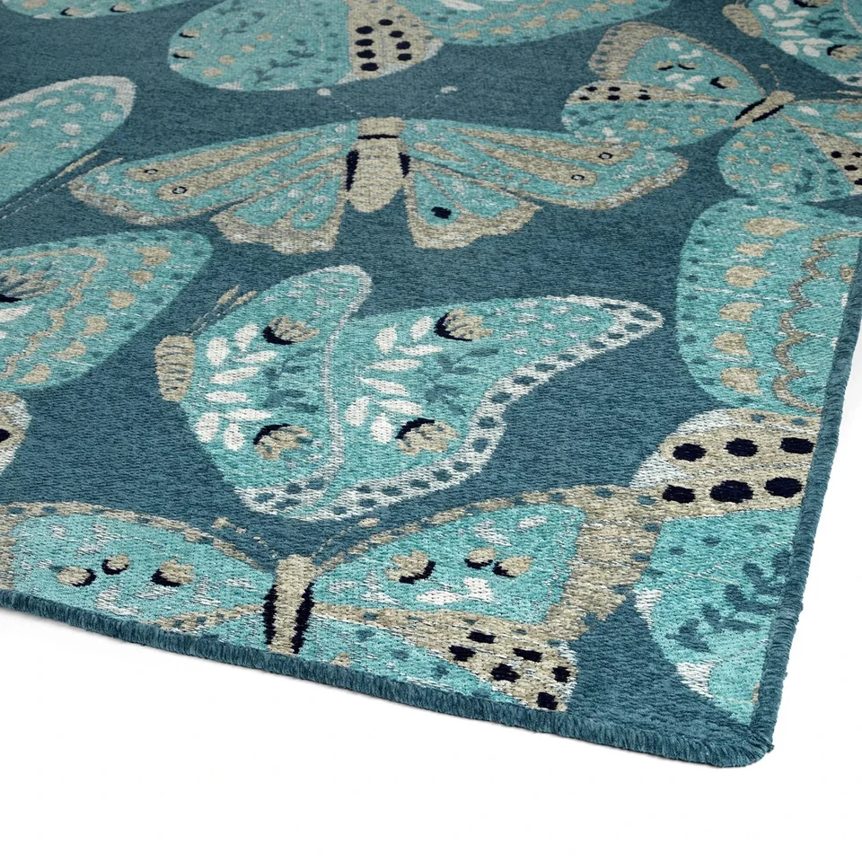 Nueva ALFOMBRA DE ÁREA HILARY FARR Critter Comforts MARIPOSAS AZULES MARIPOSA 5x8 Kaleen Foto 4 de 4