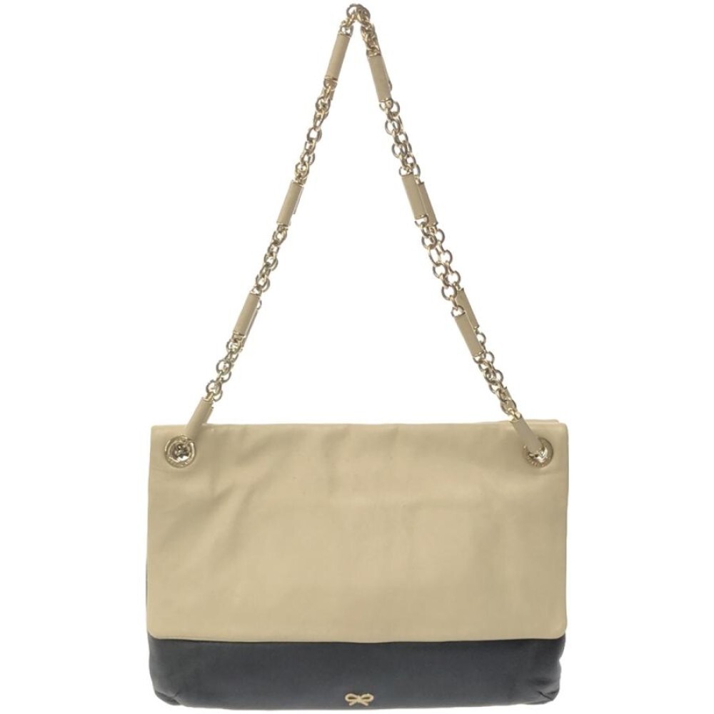 ANYA HINDMARCH Chain Shoulder Bag Leather Ivory x Black