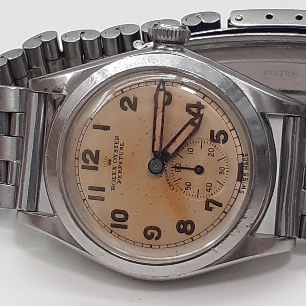 Vintage Rare Rolex Bubbleback 3767 Military Steel 30 mm Watch 3767