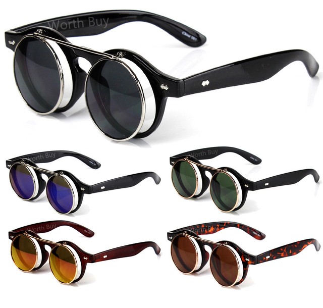 gold flip up sunglasses