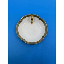 Vintage T & V Tressemann and Vogt Limoges France Handled Gold White Plate 6 inch