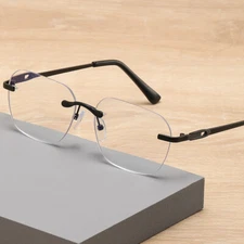 Dual-use Anti-blue Progressive Multifocal Reading Glasses Rimless Photochromic