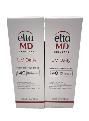 2 Pack Elta MD UV Daily Broad-Spectrum SPF 40 Face Sunscreen 1.7oz EXP 06/26 NWB