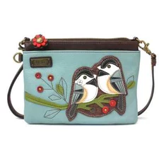 NEW CHALA BLUE CHICKADEE BIRD MINI CROSSBODY CELL PHONE PURSE BAG