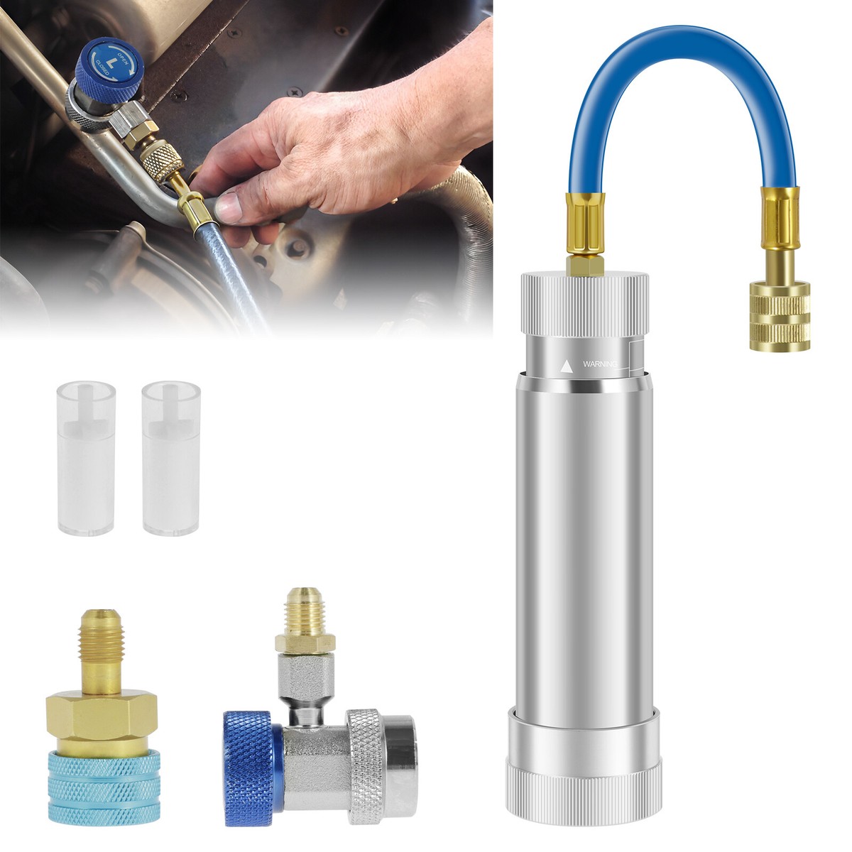 R1234YF+R134A AC Oil Dye Injector Hand Turn Screw-in Air 