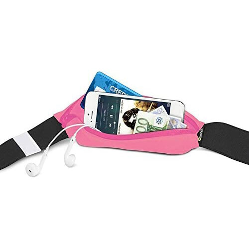 Cinturón riñonera Muvit elastico impermeable color rosa.