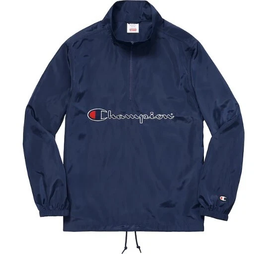 Supreme Champion Half Zip Pullover Jacket Navy Size Medium SS17 *GREAT CONDITION