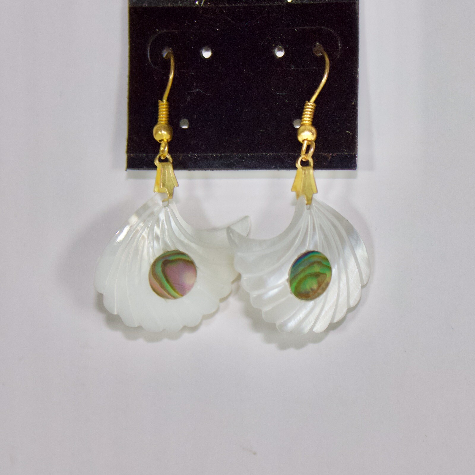 Abalone Shell Dangle Carved Earrings - Mermaid Ea… - image 9