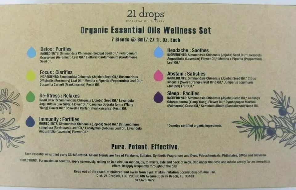 21 Drops ~ Essential Oil ~ Therapy ~ Organic Essential Oils ~ Wellness Set - Image 3 of 4