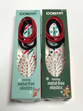 Conair 7 pc Holiday Brush and Metal Free Elastics Set - CUTE Gift for Kids 