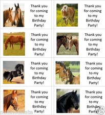 40 x Personalised Horse/s/Pony labels/stickers/birthday/party/cake/sweet/bags