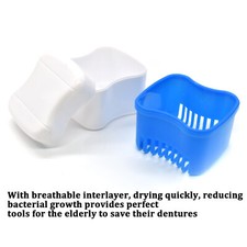2X Denture Storage Case False Teeth Bath Box Mesh Container Organizer Cleaning