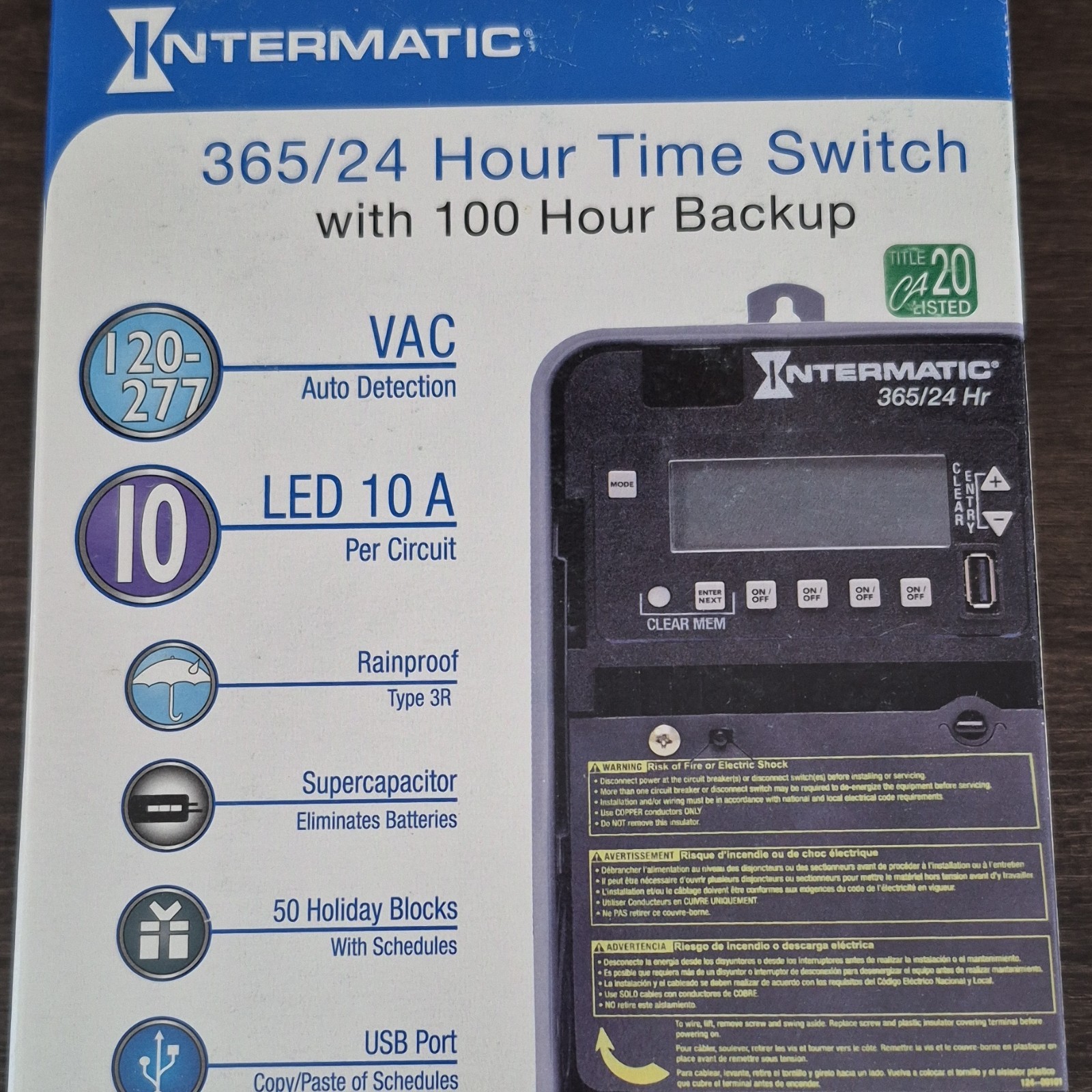 Intermatic ET2125CR Time Switch 2 Circuit 120-277VAC Rainpro