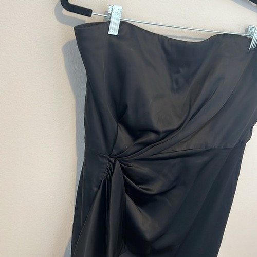 White House Black Market Strapless Satin Black Mini Dress Womens Formal 14 EUC - Picture 12 of 16