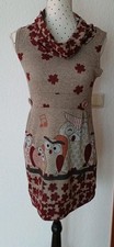 Kleid Strickkleid Ärmellos Mit Eulen Und Blättern S