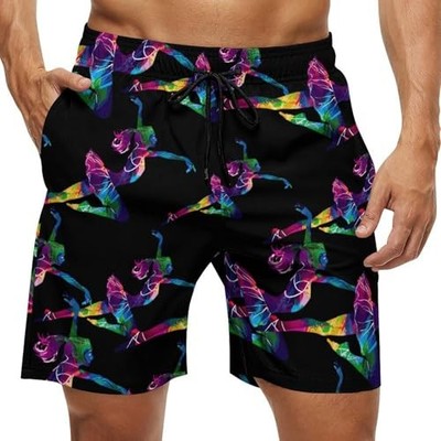 Mens Hawaiian Shorts Abstract Print Beach Swim Vacation