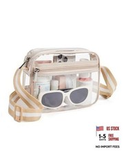 Clear Bag for Stadium Events Quilted Clear Purse for Women Stadium Base-khaki
