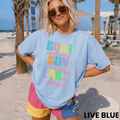Comfort Tee Boat Sun Lake Life Summer Vacation Shirt