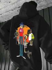 Men's Gorillaz Graphic Hooded Sweatshirt - Official Band Merch with 4-Character