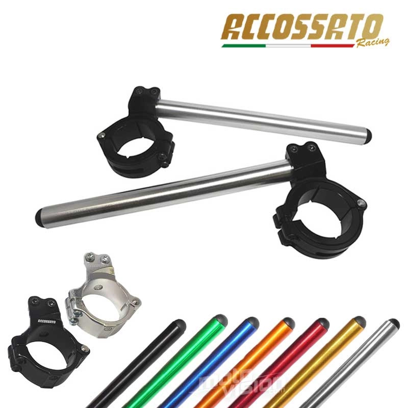 Paire demi guidons racing Accossato 51mm noir en aluminium de haute précision incliné à 10°
