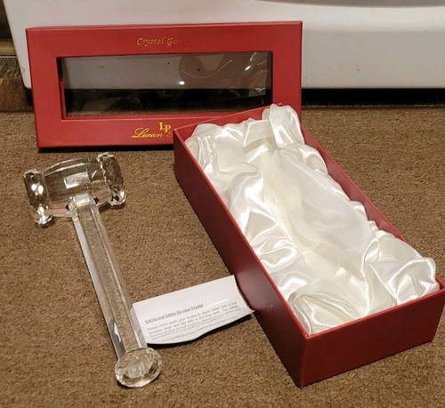 Lucien Piccard Crystal Glass 9.0”Gavel Mallet Hammer LP 220051 Signed