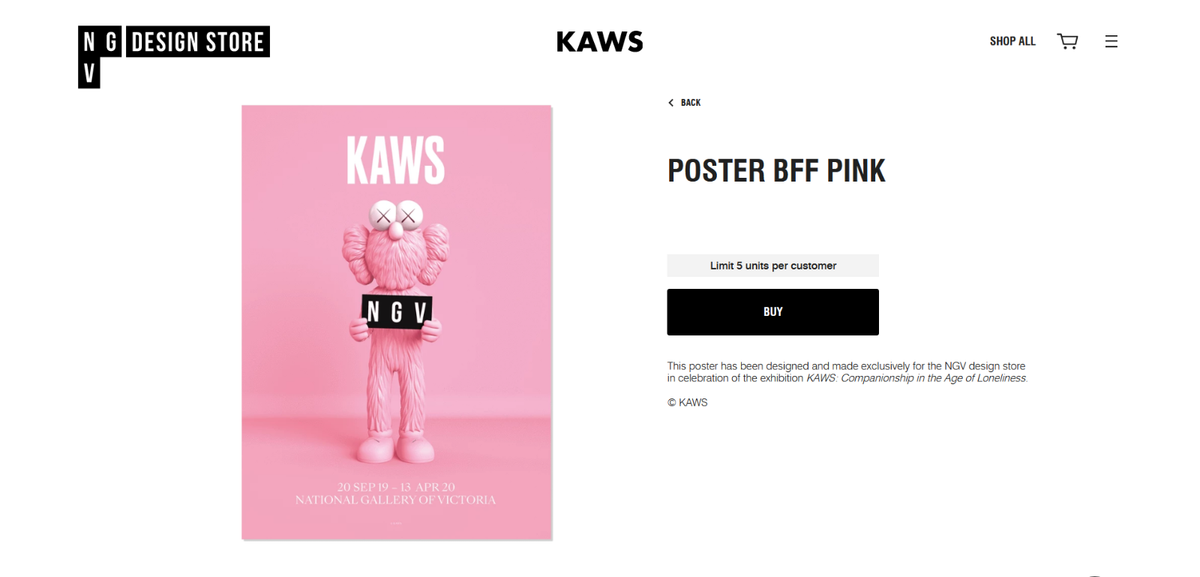 KAWS NGV Pink BFF Exhibition Poster - New with Defects | eBay