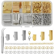 373Pcs Ribbon Bracelet Kit for Jewelry Making Ribbon End Crimps Lobster Clasp...