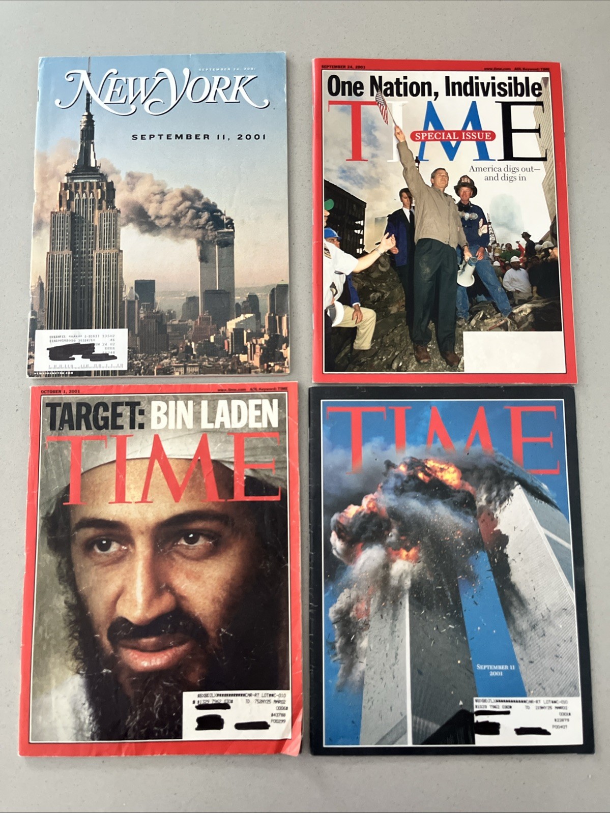 2001 Time Magazine &Amp; New Yorker. 9/11 Issues. Free Shipping!