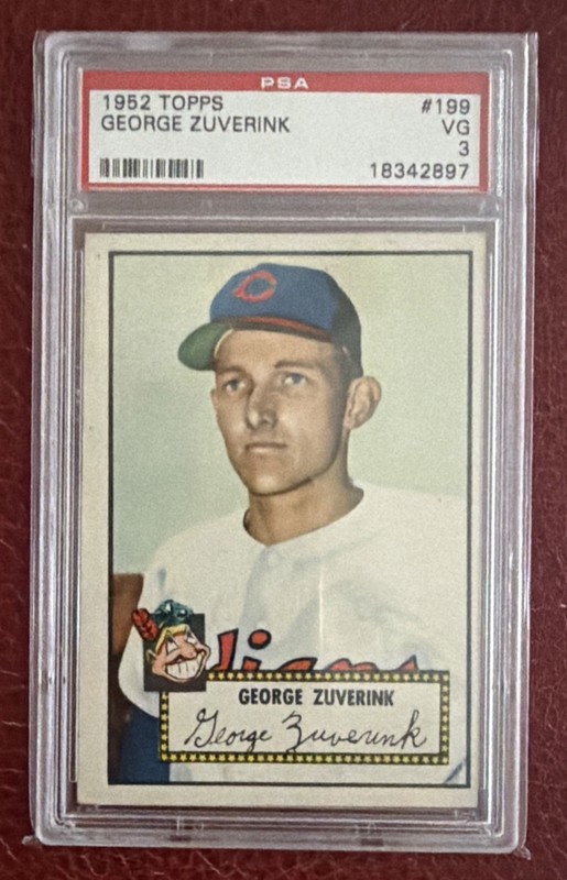 1952 Topps #199 GEORGE ZUVERINK Cleveland Indians  PSA 3 Very Clean