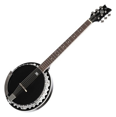 B-WARE Ortega OBJE350/6-SBK 6-String Banjo Raven Serie Schwarz Satin Gigbag