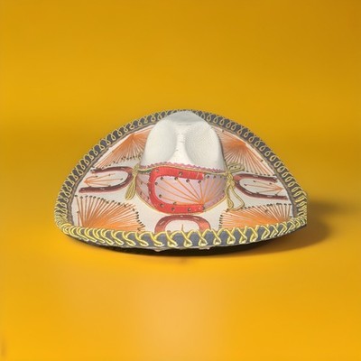 VTG Mexican Sombrero Charro Mariachi Hat Straw Sequin Horseshoe Embroidery Rare