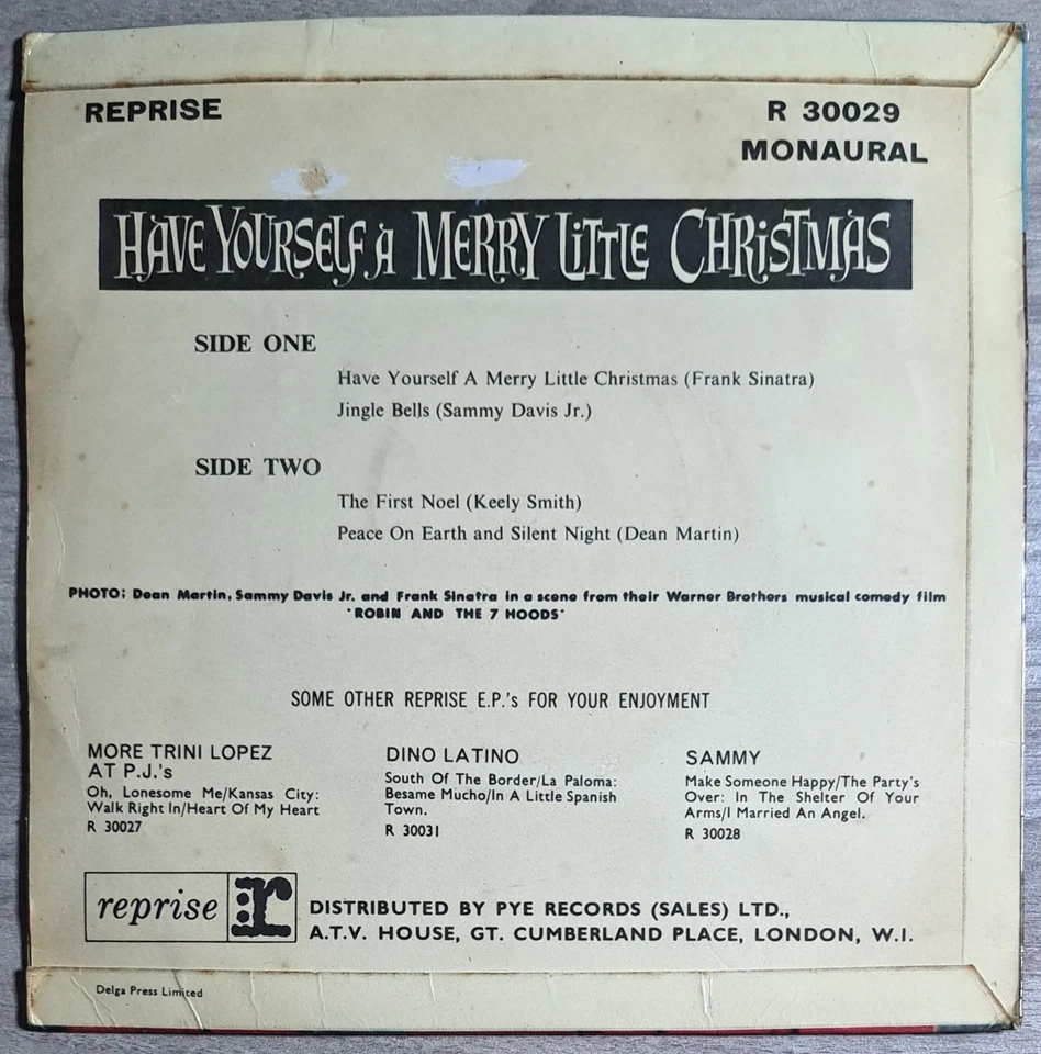 Dean Martin, Sammy Davis Jr, Frank Sinatra - A Merry Little Christmas - 7" Vinyl - Image 2 of 4
