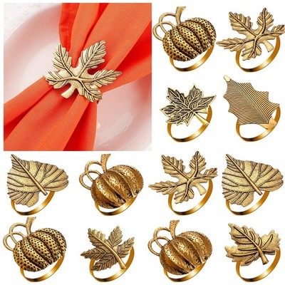 WILLBOND 12 Pcs Thanksgiving Napkin 1.6 - 2.4 inches in diameter, Golden 