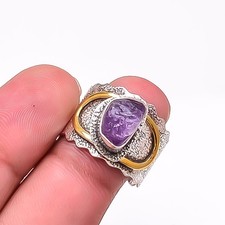 Purple Amethyst - Mashamba Oxidised 925 Sterling Silver Ring S.8 R33