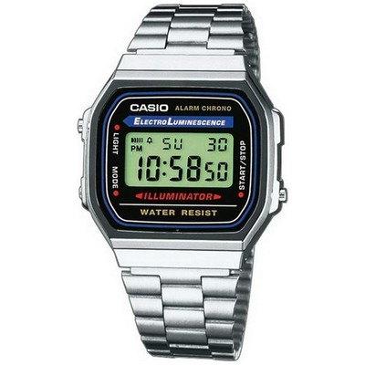 Casio Men's Vintage A168WA-1 Electro Luminescence Watch SILVER 