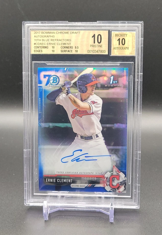 Ernie Clement 2017 Bowman Chrome Draft 70th Blue Refractor Autograph /70 BGS 10 - Image 3 of 4