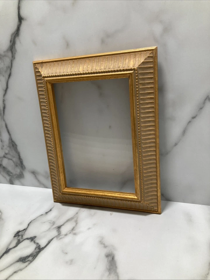 Gold gilt wood Frame- Fits 5 X 7” Cream & Gold Tone *Frame Only * - Image 4 of 4