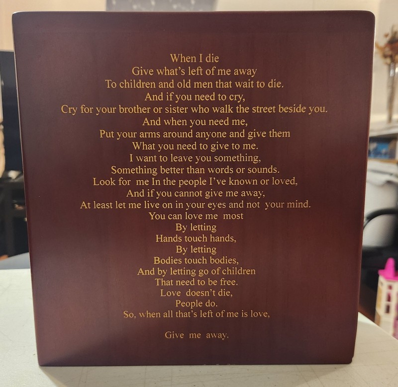 Scattering Urn Custom Wooden Box 10" X 9.25" X 4.5"