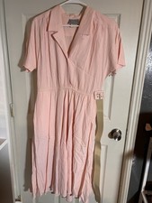 Vintage 80/90s Carol Anderson Pink Collared Cottagecore Midi Dress Size 10