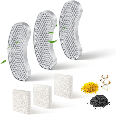 3-Pack Cat Water Fountain Filters Replacement & Sponges, 2~3 Months Using Time,