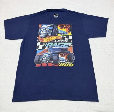 Mattel Hot Wheels Men s Navy Blue  Let s Race  Graphic S/S T Shirt, M