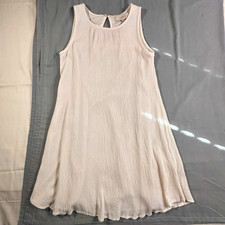 LOFT Women's XS Ivory Solid Chiffon Shift Dress Sleeveless black tie party ￼￼