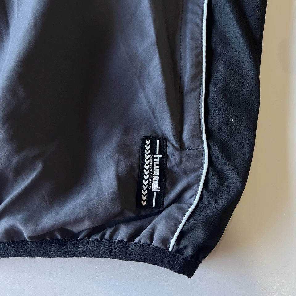 Hummel Embroidered Windbreaker Jacket Medium Full Zip Long Sleeve Black Gray - Image 3 of 4