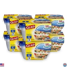 GladWare Extra Large Deep Dish Food Storage Containers - 64 Oz, 3 Count, 6 Pack