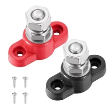 2 PCS Power Distribution Block Bus Bar 12V 200A Battery Terminal Red Black Set